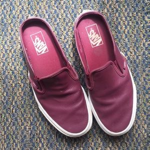 Vans maroon slip on clogs